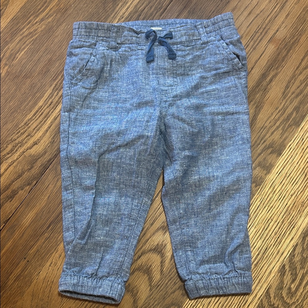 Janie and Jack Blue Linen Kids Joggers